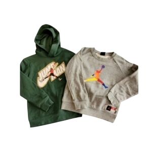 Nike Air Jordan Jump Man Green Gray Hoodie Sweatshirts With Signature Size 7 Boy
